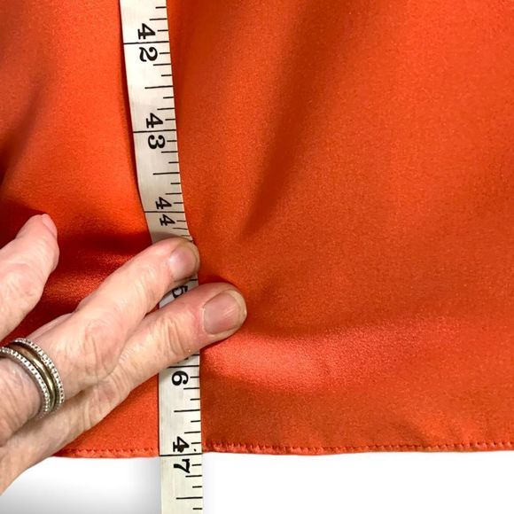 David”s Bridal Orange Satin Strapless Tea Length Prom Party Dress 6 - Picture 6 of 8